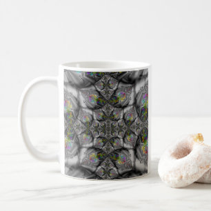 Caneca De Café Fantasia Arte Fractal Arco-Íris