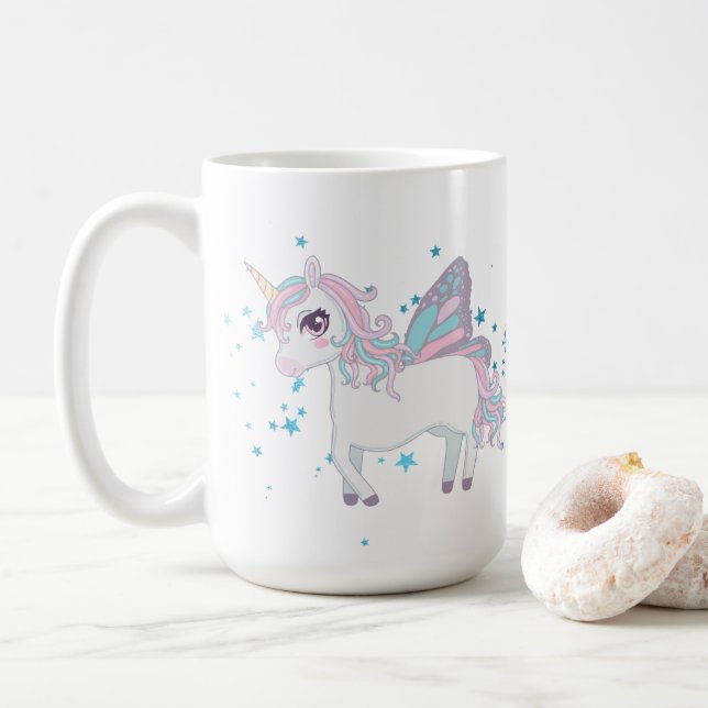 Caneca De Café fantasia bonitinha unicórnio adiciona nome Coffee  (Com Donut)