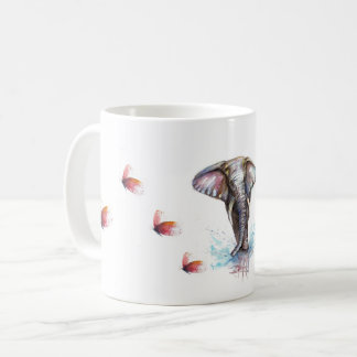 Caneca De Café Fantasia das borboletas do elefante