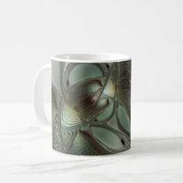 Caneca De Café Fantasia de Arte Fractal da Cinza Olive Sage