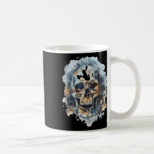 Caneca De Café Fantasia de Crânio Halloween Arte Assustadora de C