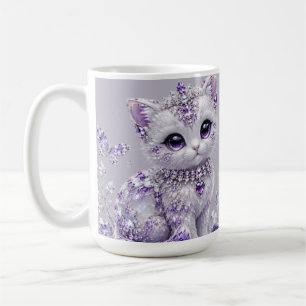 Caneca De Café Fantasia de Gatinho Joalheria Roxa Real