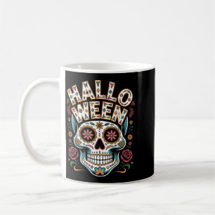 Caneca De Café Fantasia de Halloween Crânio Tipografia Gráfica As