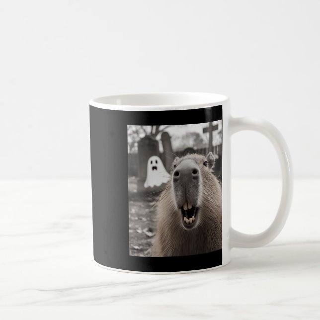 Caneca De Café Fantasia de Halloween de Fantasma de Capivara Engr (Direita)