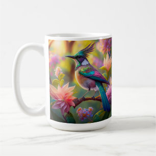 Caneca De Café Fantasia de Pássaro de Cabeça Verde