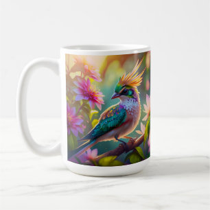Caneca De Café Fantasia de Pássaro Verde de Cabeça Cabeluda Doura