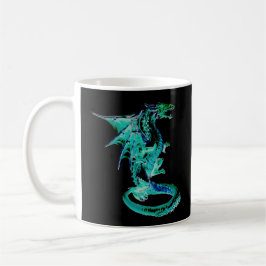 Caneca De Café Fantasia do Dragão Azul-Marinho | Café Mágico