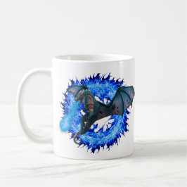 Caneca De Café Fantasia Dragão Azul Flaming Fire