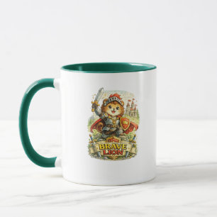 Caneca de Café Fantasia Fofa Cavaleiro Leão Corajo