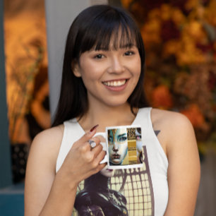 Caneca De Café Fantasia Mística Ética - Arte Preta e Dourada