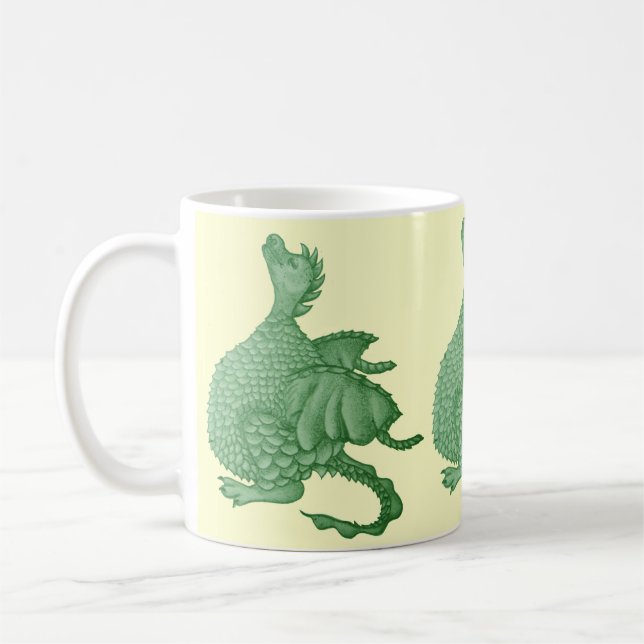 Caneca De Café fantasia mítica criatura doce dragão verde (Esquerda)