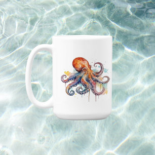 Caneca De Café Fantasia Oceânica: Polvo Colorido