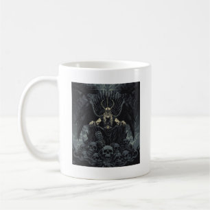 Caneca De Café Fantasía oscura Odín en el trono de calaveras Mito