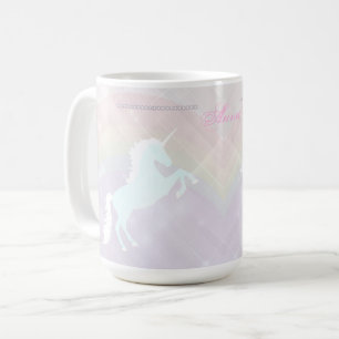 Caneca De Café fantasia unicórnio rosa e roxo
