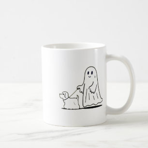 Caneca De Café Fantasma Andando Cachorro Ghostie Dia de as Bruxas