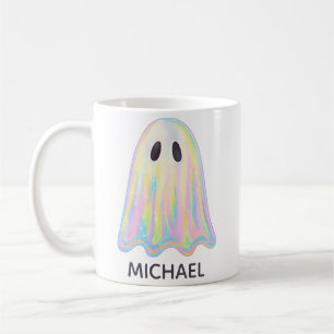 Caneca De Café Fantasma Arco-Íris Pastel Fofo Assustador Estéti