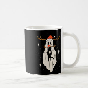 Caneca De Café Fantasma Bonita Com Papai Noel Segurando Gato Pret