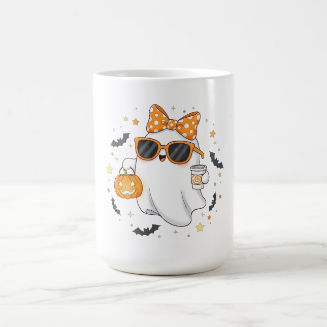 Caneca De Café Fantasma Bonita do Halloween com Abóbora (Centro)