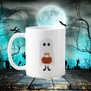 Caneca De Café Fantasma Bonita do Halloween com Truque ou Tratato