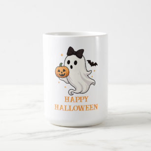 Caneca De Café Fantasma Bonito com Arco e Pumpkin Dia das Bruxa
