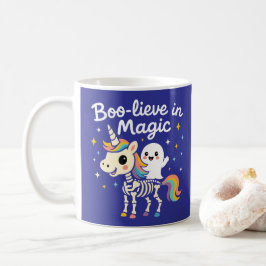 Caneca De Café Fantasma Bonito montando um Esqueleto Unicórnio