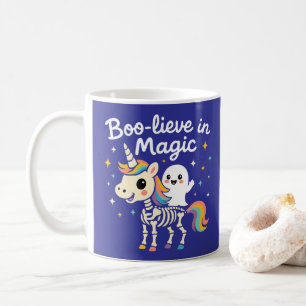 Caneca De Café Fantasma Bonito montando um Esqueleto Unicórnio