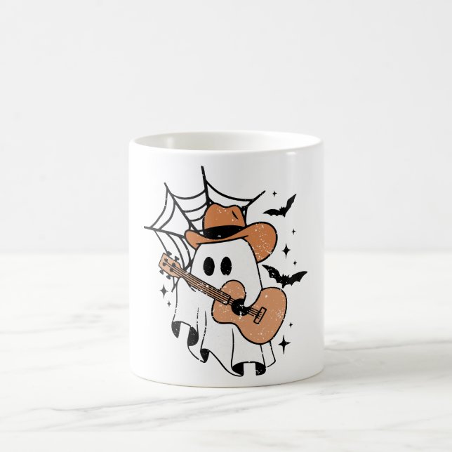 Caneca De Café Fantasma Bonito Tocando Violão-Dia de as Bruxas en (Centro)