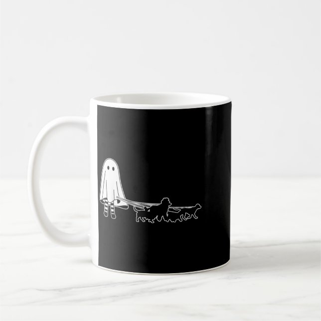 Caneca De Café Fantasma Boo Caminhando Com Cachorros Funny Hallow (Esquerda)