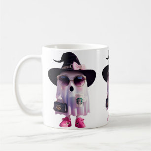 Caneca De Café Fantasma da Pequena Senhora das Halloween com café