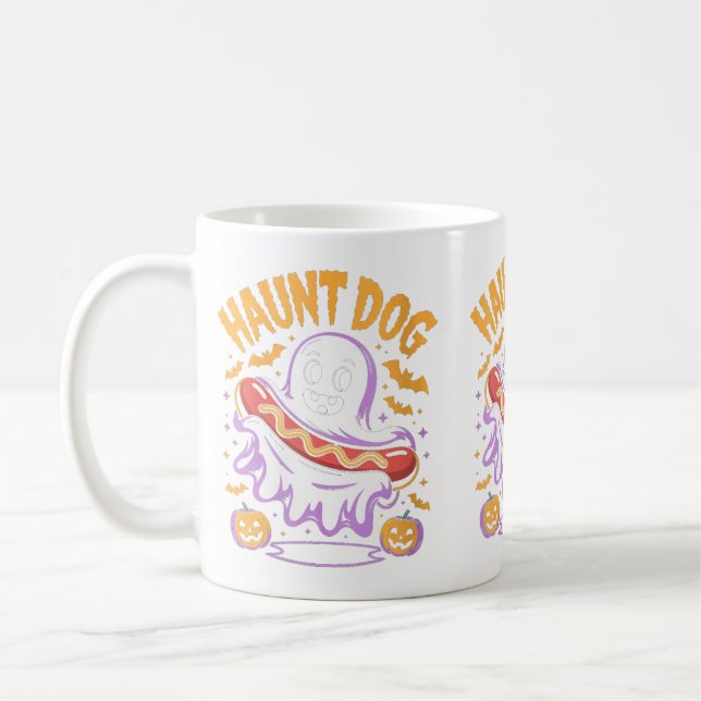 Caneca De Café Fantasma de cachorro engraçado de Halloween para m (Esquerda)
