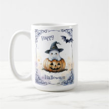 Fantasma de Halloween em Aquarela Fofa em um Jack 