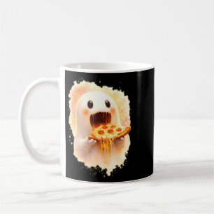 Caneca De Café Fantasma de Pizza Fofo Comendo Pizza Comida Divert