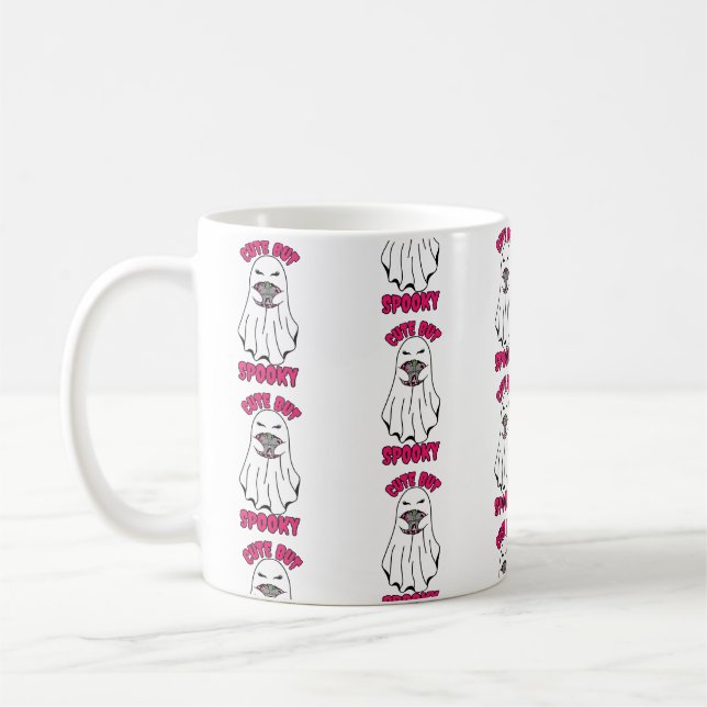 Caneca De Café Fantasma do Halloween bonito mas assustador segura (Esquerda)