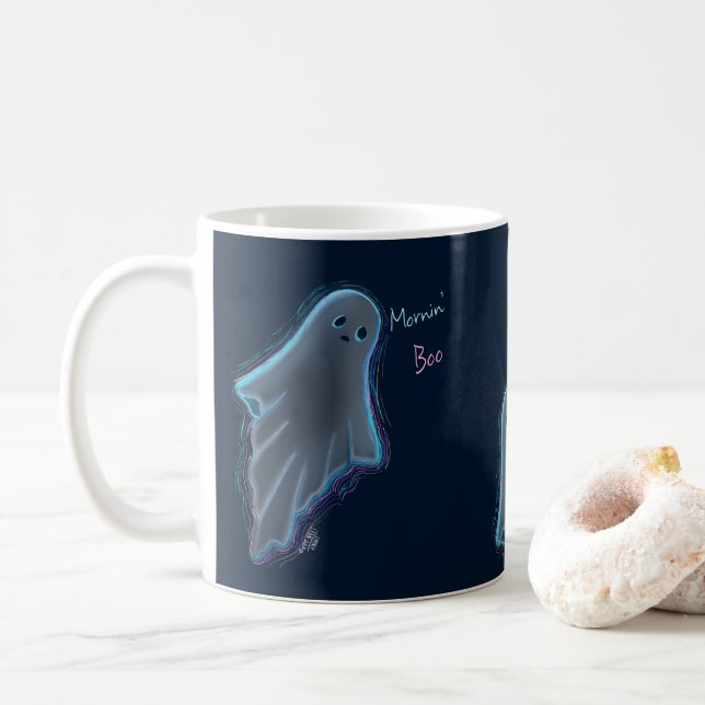 Caneca De Café Fantasma do KiniArt Cute (Com Donut)