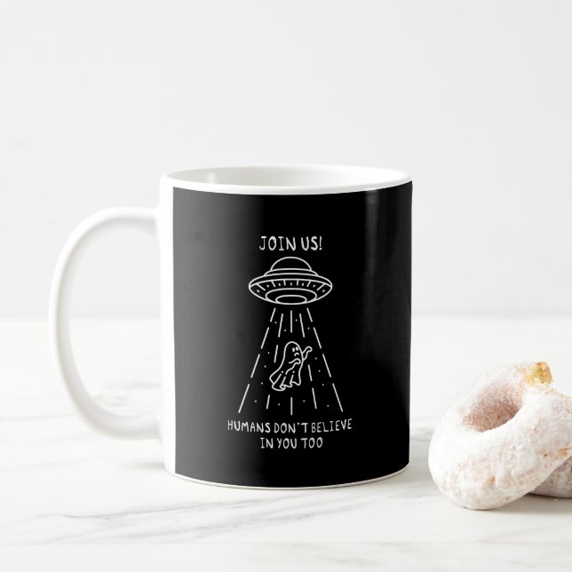 Caneca De Café Fantasma e Alienígena (Com Donut)
