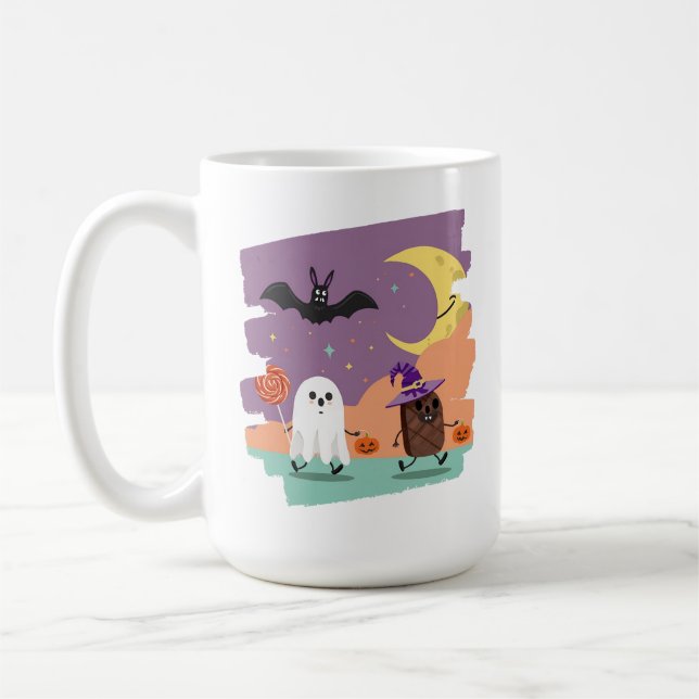 Caneca De Café Fantasma e Amigos Doces do Halloween (Esquerda)