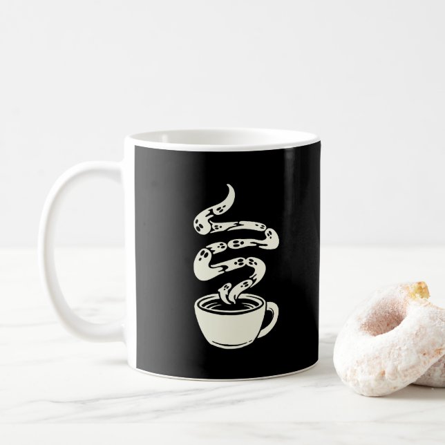 Caneca De Café Fantasma e Café (Com Donut)