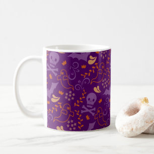 Caneca De Café Fantasma e Caveira de Halloween Fofo e Assustador