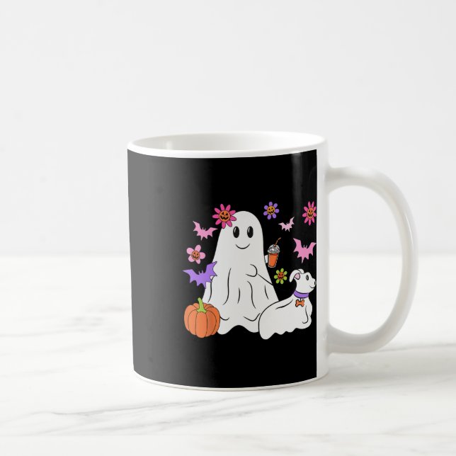 Caneca De Café Fantasma Engraçado Andando Cachorro Spooky Ghost C (Direita)