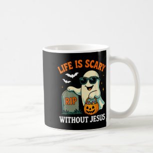Caneca De Café Fantasma engraçado de Halloween A vida é assustado