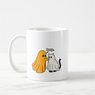 Caneca De Café Fantasma engraçado de Halloween cutuca gato