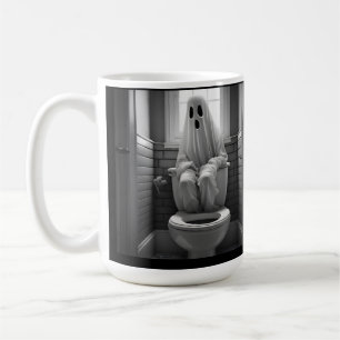 Caneca De Café Fantasma engraçado sentado no banheiro