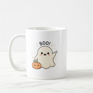 Caneca De Café Fantasma Fofo BOO! Halloween