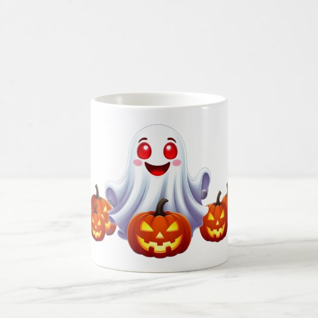 Caneca De Café Fantasma Fofo Com Abóboras Brilhantes Magia de Hal (Centro)