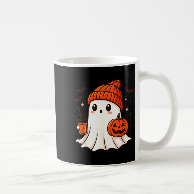 Caneca De Café Fantasma Fofo com Boné de Abóbora e Café (Direita)