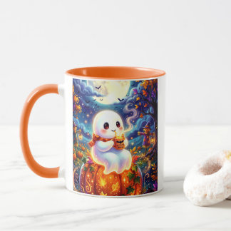 Caneca de Café Fantasma Fofo com Poção de Bruxa