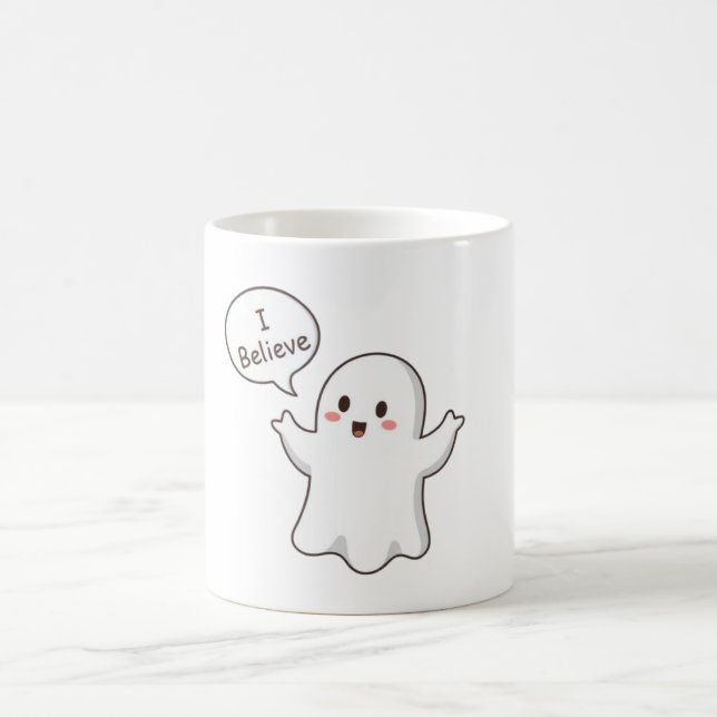 Caneca De Café Fantasma Fofo Eu Acredito Cartoon (Centro)