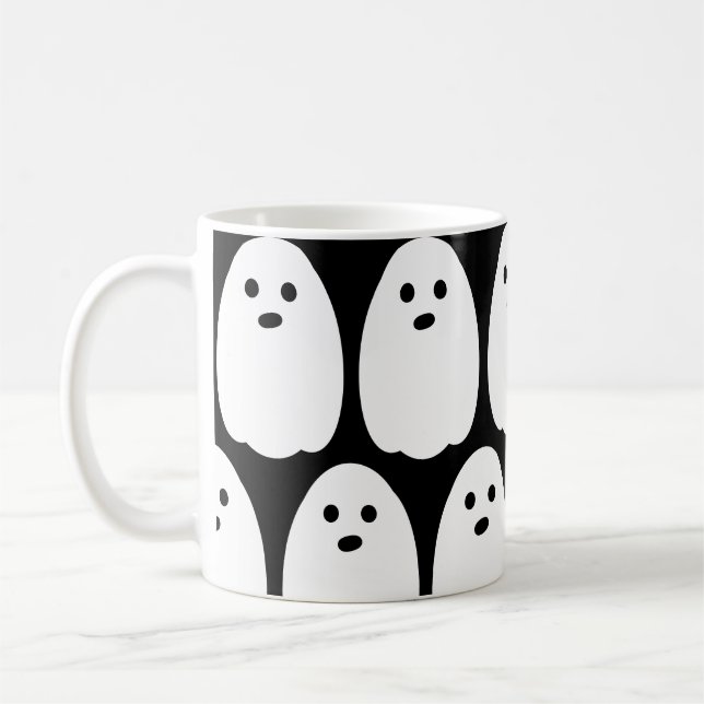 Caneca De Café Fantasma Ghost Branco e Preto (Esquerda)