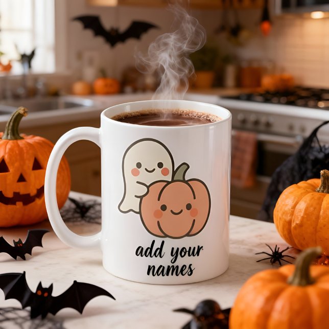 Caneca De Café Fantasma Ghost Pumpkin Halloween Mug Personalizado (Criador carregado)