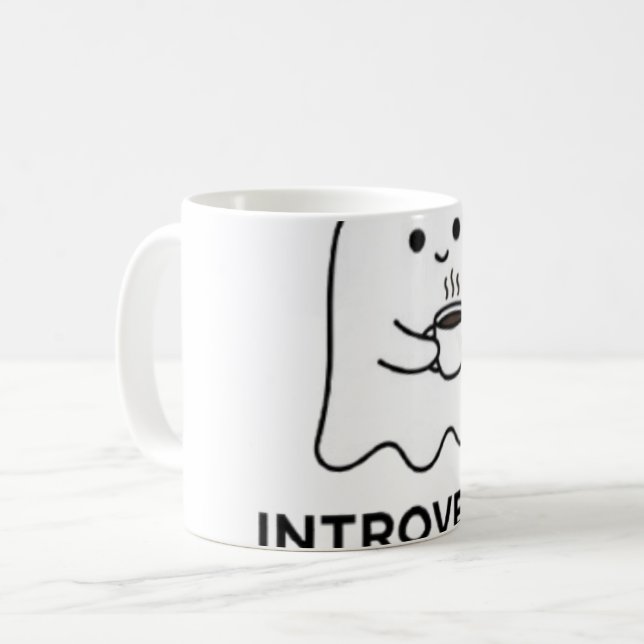 Caneca De Café Fantasma Introvertido Não Fala Antes do Café (Frente Esquerda)